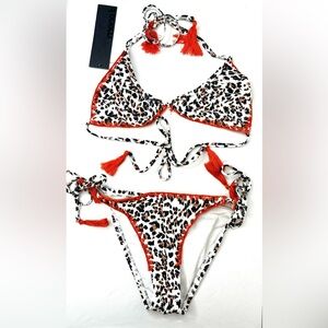 FN Sexy leopard print and orange bikini size medium